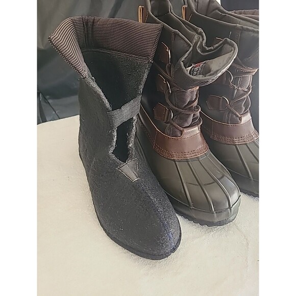 LakeNTrail Men Leather Thermolite Wool Sock Steel Shank Boots sz 10 Snow Cold - Picture 2 of 8